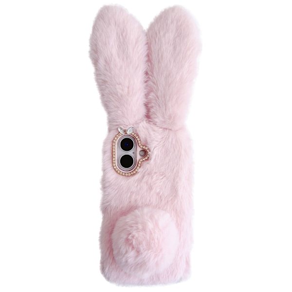 Fluffy Rabbit iPhone 16 deksel - Rosa Pink