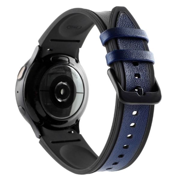 Samsung Galaxy Watch 5 / 4 / 3 urrem i ægte læder og silikone - Sort / Sort Blue