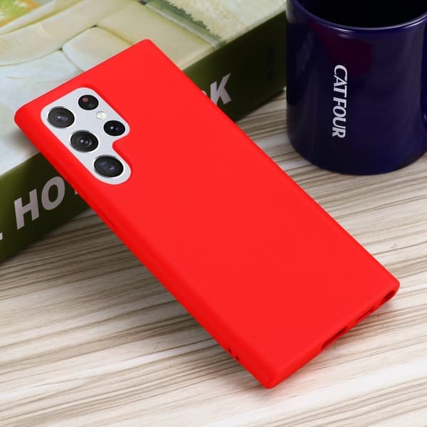 Matte Liquid Samsung Galaxy S22 Ultra silikone cover - Rød Red