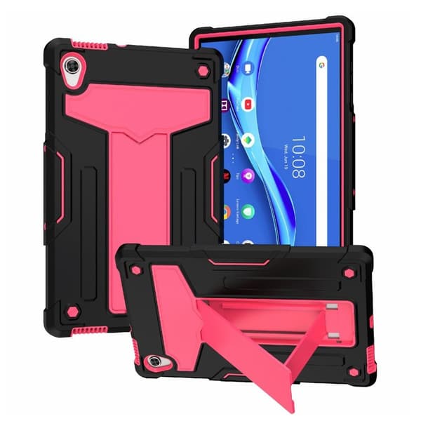 Lenovo Tab M10 HD Gen 2 T-Shaped kickstabd + silikonecover - Sort / Rose Pink