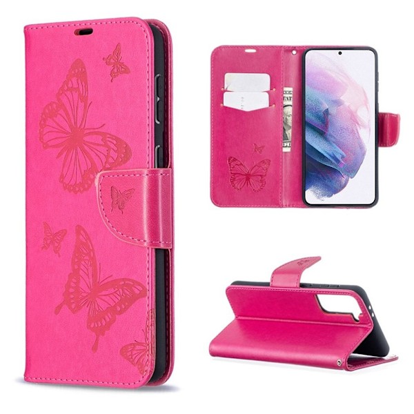 Butterfly Samsung Galaxy S21 Plus flip etui - Rose Pink