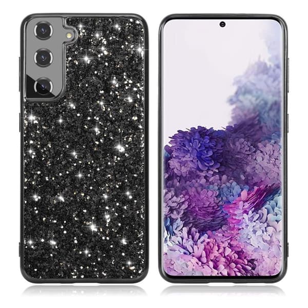 Glitter Samsung Galaxy S21 Etui - Svart Black