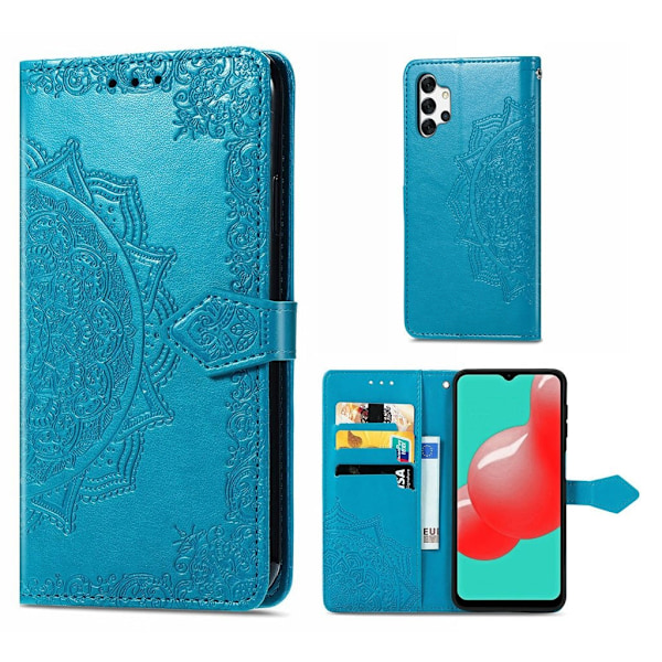 Mandala läder Samsung Galaxy A32 fodral - Blå Blå