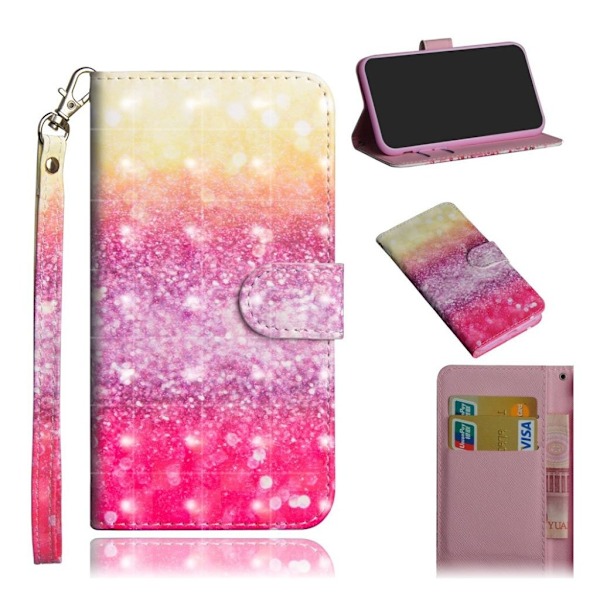 iPhone Xr læder flip cover med mønsterprint - Farvet Multicolor