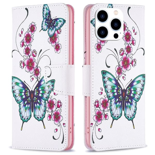 Wonderland iPhone 16 Pro Max fodral -Persikoblomma Och Fjärilar Rosa