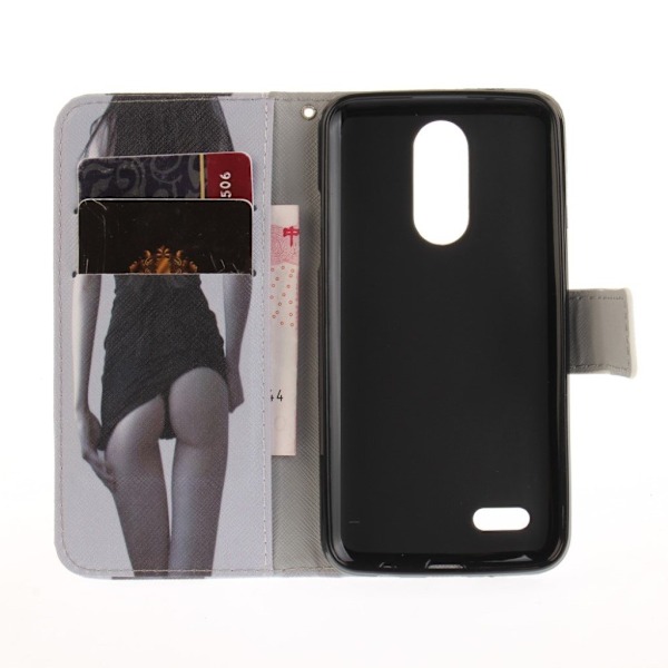 LG K4 2017 mønstret PU læder flip cover - Skønhedsmønster Silver grey