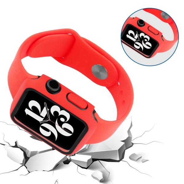 Apple Watch Series 8 (41mm) simpelt cover med hærdet glas - Rød Red