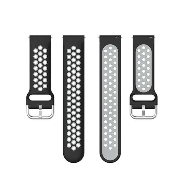 Ticwatch GTX / Pro tofarvet silikone urrem - Sort / Grå Silver grey