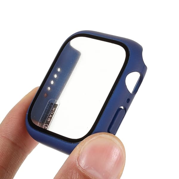 Apple Watch (45mm) matte cover with tempered glass - Navy Blue Blå