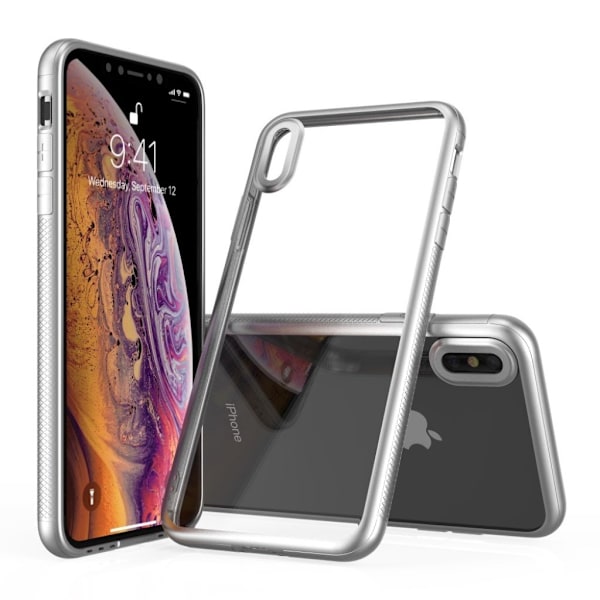 LEEU DESIGN iPhone Xs Max hybrid etui med galvanisering - Sølv Silver grey