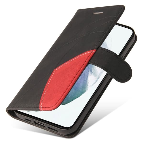 Tekstureret Samsung Galaxy S22 læderetui med rem - Sort Black