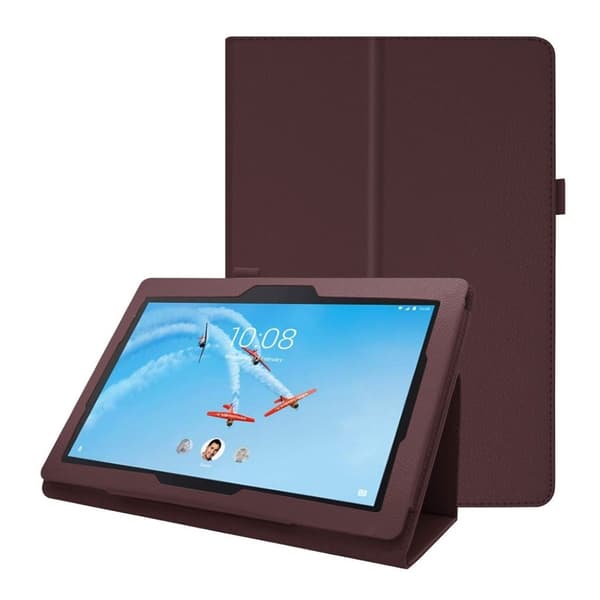 Lenovo Tab E10 litsi nahkainen suojakotelo - Kahvi Brown