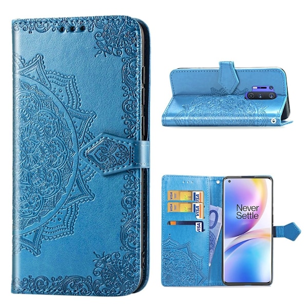 Mandala läder OnePlus 8 Pro fodral - Blå Blå