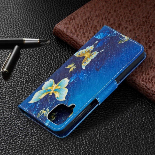 wonderland Samsung Galaxy A12 5G flip etui - metal sommerfugle Blue