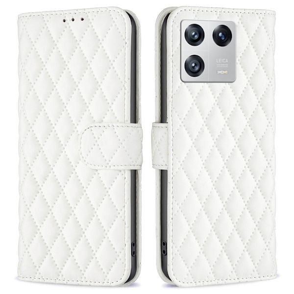 Rombemønster, matt flip-deksel for Xiaomi 13 - Hvit White