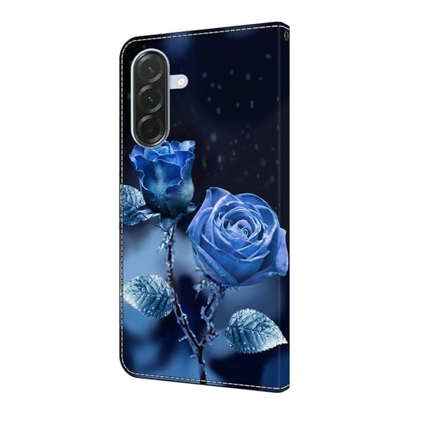 Samsung Galaxy A36 5G Plånboksfodral Mönster Tryck Stativ Läder Flip Telefonskal - Blå Rosor Blå
