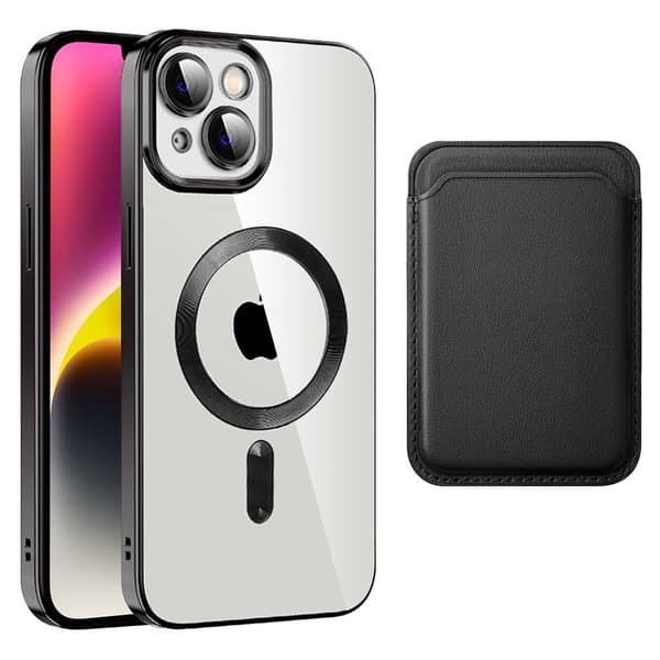 iPhone 14 Plus magnetisk bakdeksel med kortpose - Svart Black