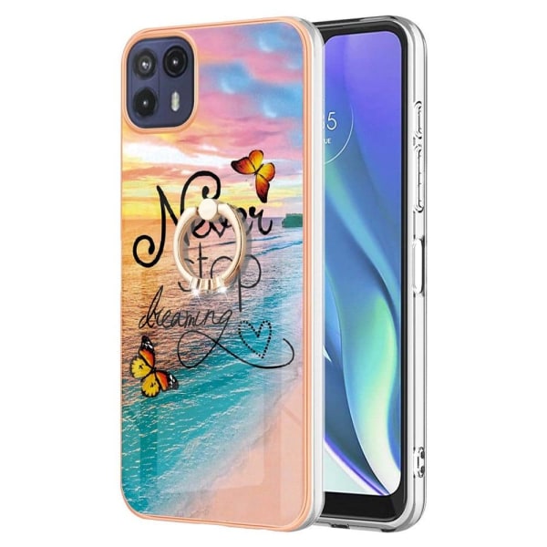 Marble Patterned Suojakuori With Ring Holder For Motorola Moto G50 5G - Never Stop Dreaming Multicolor