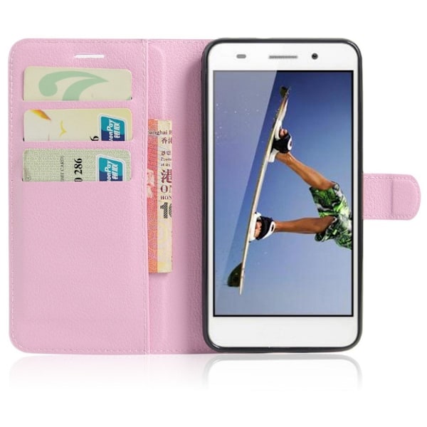 Stauning læder-etui til Huawei Y6 II - Pink Pink