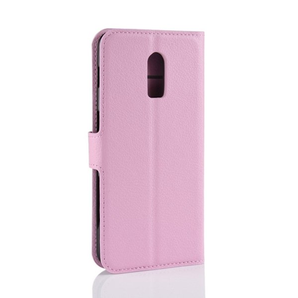 OnePlus 6T flipfodral i litchi-läder - Rosa Rosa