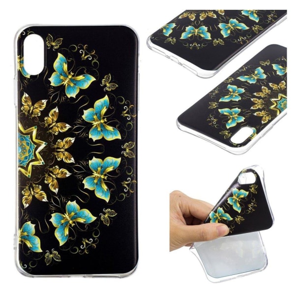 iPhone Xs Max soft case med mønsterprint - Farvede Sommerfugle Multicolor