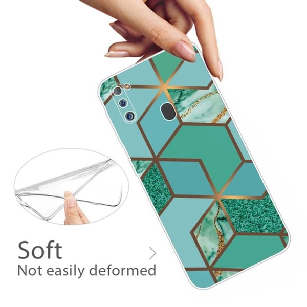 Marble Samsung Galaxy M21 2021 Etui - Teal Marmor Tile Green
