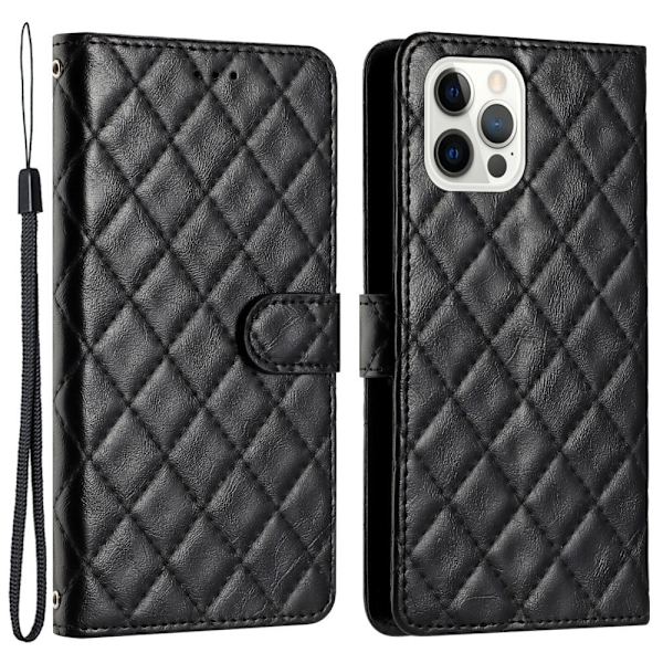 Funktionelt iPhone 12 Pro Max rombe etui med pung Black