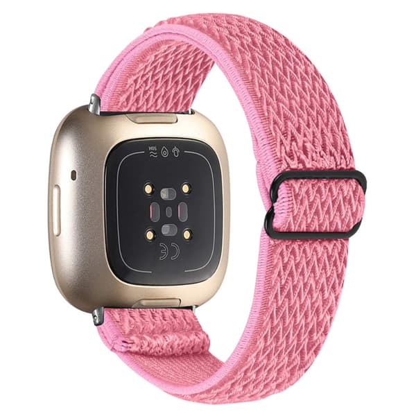 Fitbit Sense / Versa 3 elastisk urrem med justerbart spænde - Lyserød Pink