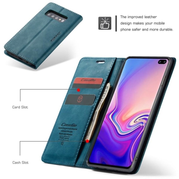 CASEME Samsung Galaxy S10 Plus plånboksfodral med magnetstängning - blå Blå