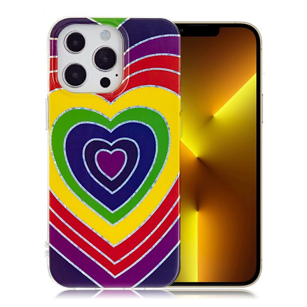 Marble iPhone 13 Pro Max Etui - Love Hjerte Multicolor