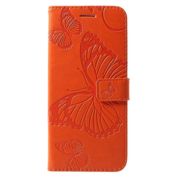 Huawei P30 Pro trykt sommerfugl læder flip etui - Orange Orange