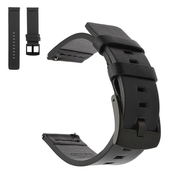 ægte læder rem til Seiko, Suunto and Sony watch - sort Black