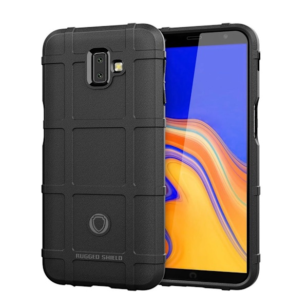 Samsung Galaxy J6 Plus (2018) iskukestävä ruudukko pintainen silikooni muovinen suojakuori - Musta Black