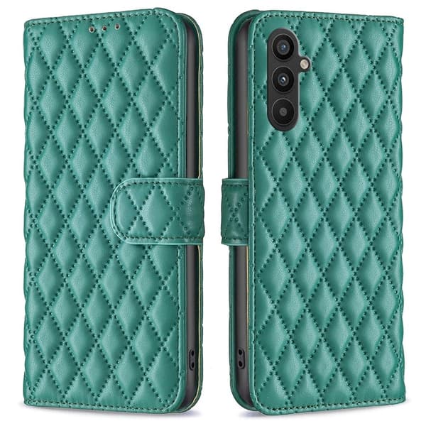 Rombemønster, matt flip-deksel for Samsung Galaxy A34 5G - Grønn Green