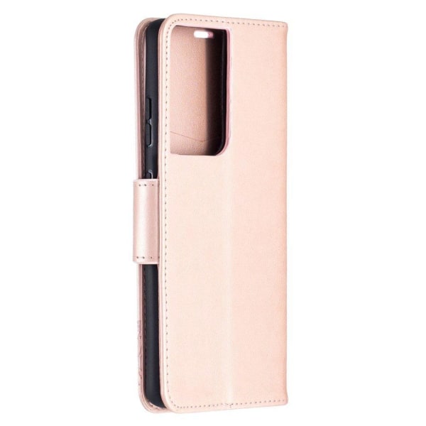 sommerfugl Samsung Galaxy S21 Ultra flip etui - guld Gold