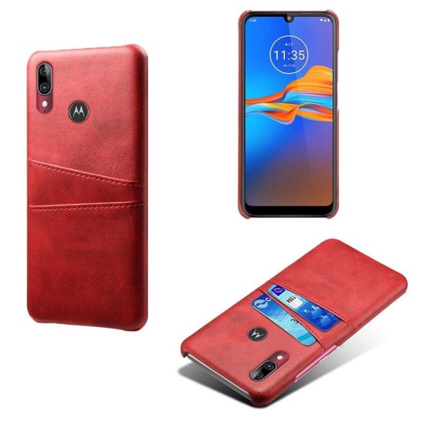 Motorola Moto E6 Plus skal med korthållare - Röd Röd