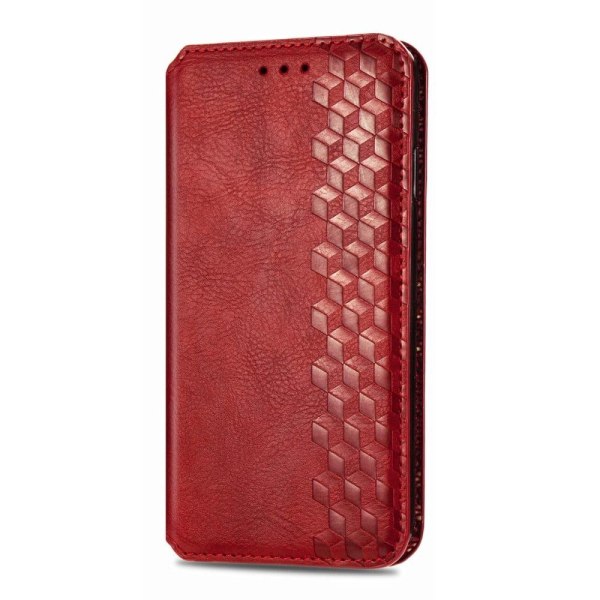 Nahkakotelo With A Stylish Rhombus Imprint For Nokia G60 - Punainen Red