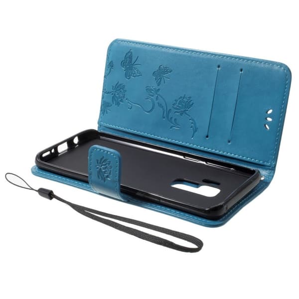 Samsung Galaxy S9 Plus Etui laget av kunstlær og silikon - Blå Blue