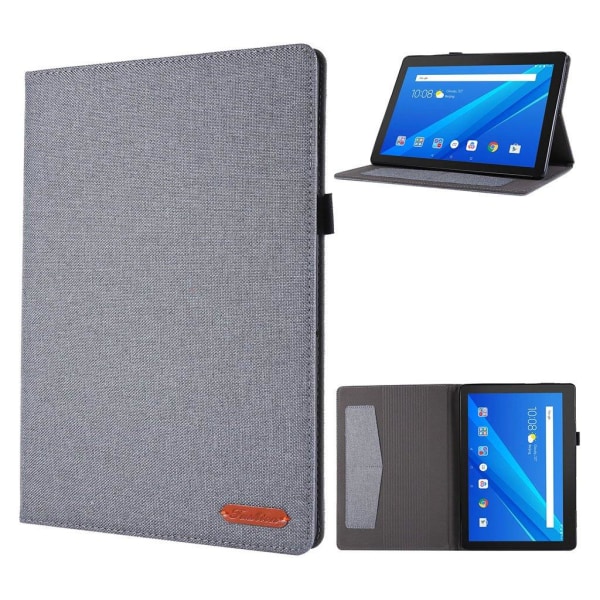 Lenovo Tab E10 cloth leather flip case - Grey Silvergrå