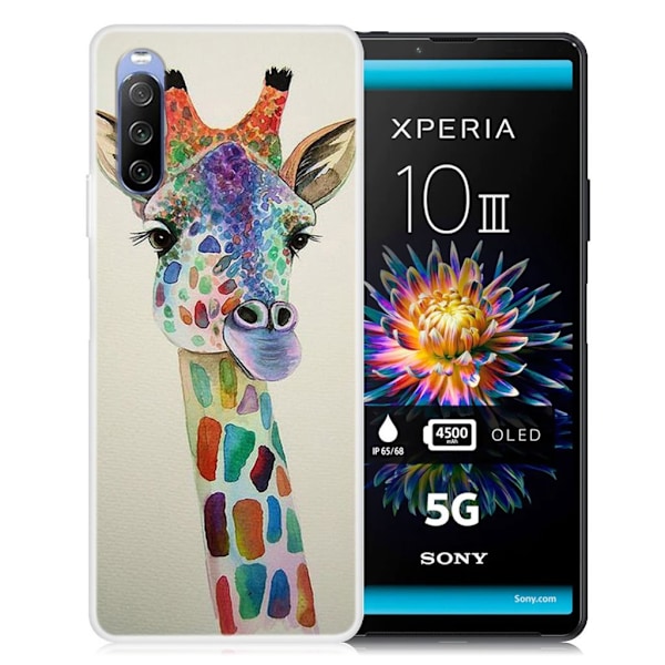 Deco Sony Xperia 10 III Suojakotelo - Värikäs Giraffe Multicolor