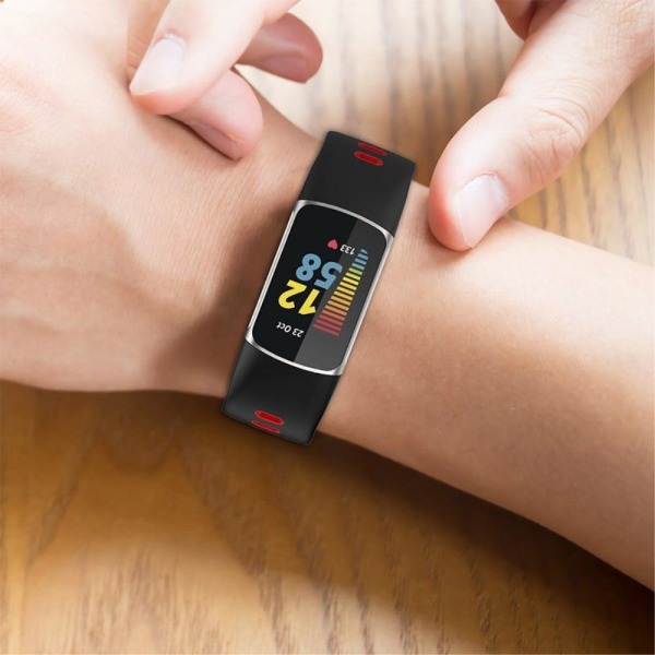 Fitbit Charge 5 tofarvet silikone-urrem - Sort / Grå Black