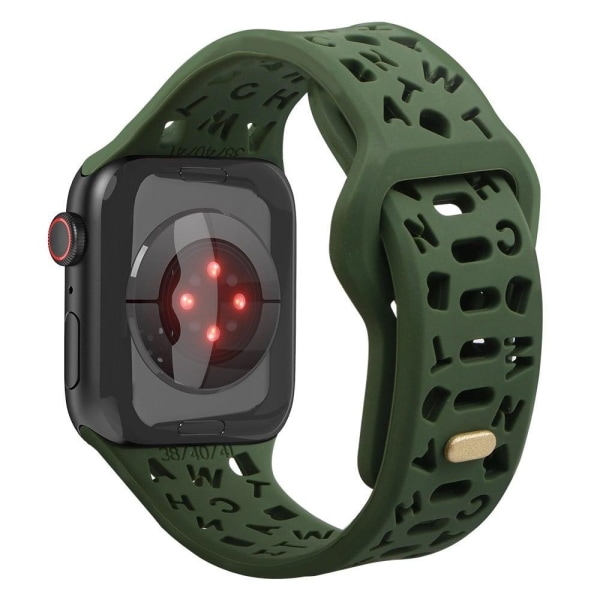 Apple Watch Series 8 (41mm) silikoneurrem med hult bogstav - Sor Green