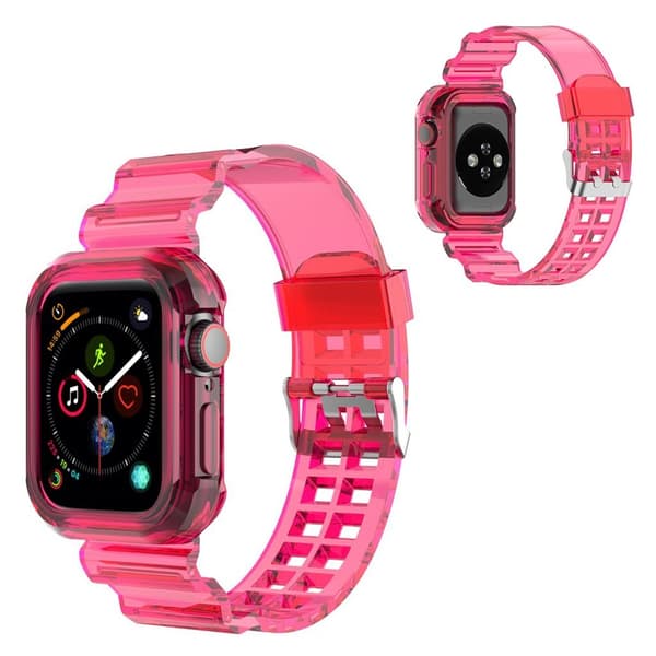 Apple Watch Series 6 / 5 40mm silikone framed rem - transparent Rose Pink