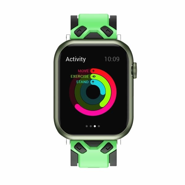 Apple Watch (45mm) värillinen silikoninen ranneke - Ruohonvihreä / Musta Multicolor