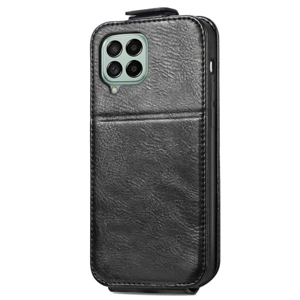 Vertical Flip Phone Etui med Zipper til Samsung Galaxy A12 5G - Sort Black