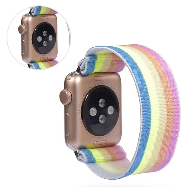 Apple Watch Series 5 / 4 44mm nylon-urrem - Regnbue Multicolor