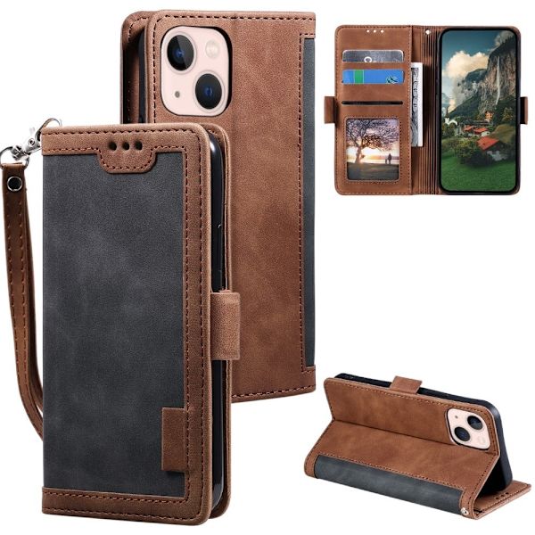 Surburbian iPhone 15 læder flip etui - Sølv/Grå Silver grey