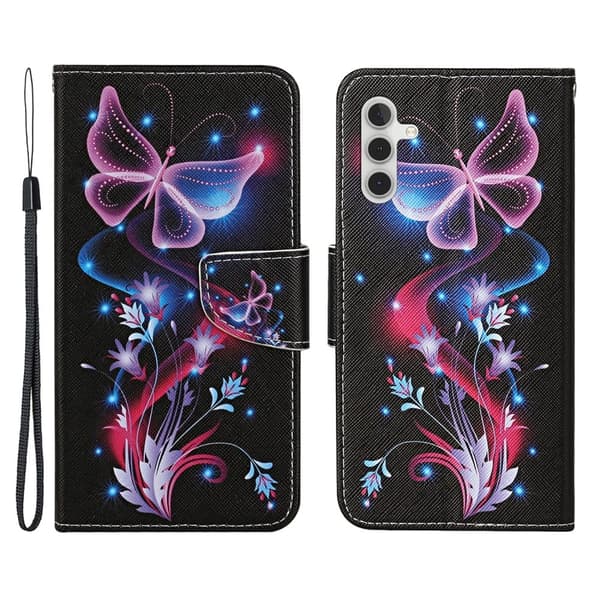 Wonderland Samsung Galaxy A34 5G Flippetui - Fluorescent Sommerfugler Multicolor