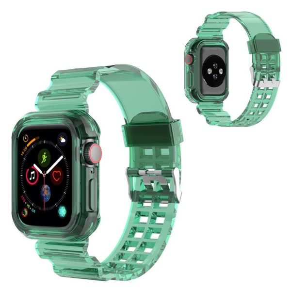 Apple Watch Series 6 / 5 40mm silikoni kehystetty kellonauha - Läpinäkyvä Vihreä Green