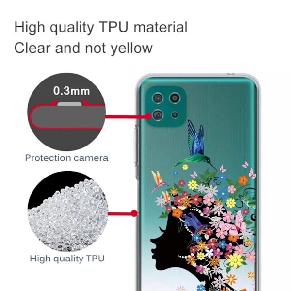 Deco Samsung Galaxy A22 5G Etui - Blomst og pige Multicolor